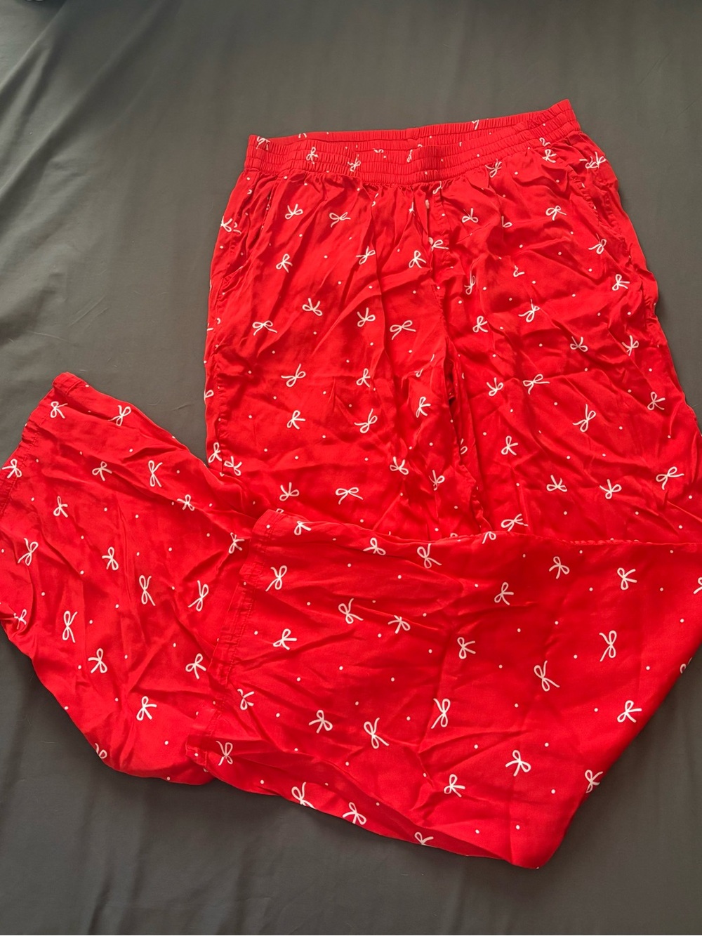Red with white bows Aerie pajama pants